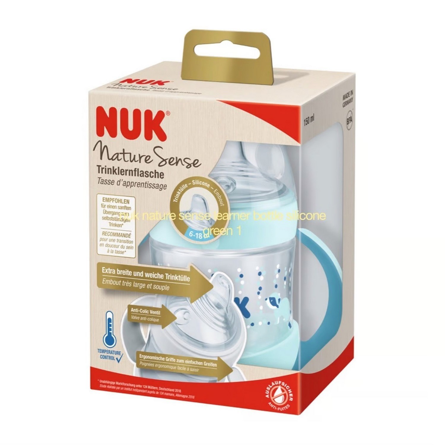 Nuk Nature Sense Isı Göstergeli PP Alıştırma Bardağı 150 Ml Turkuaz