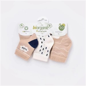 Biorganic Cute 3'lü Bebek Çorabı 68448 Bej