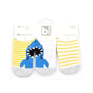 Bibaby Shark 3'lü Bebek Çorabı 68215 Sarı