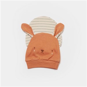 Biorganic Cool Lines Bunny 2'li Bebek Şapka 72218 Bej-Hardal