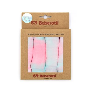 Beberotti 4'lü Müslin Bebek Ağız Bezi 25x25 Cm Pembe-Mint