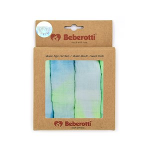 Beberotti 4'lü Müslin Bebek Ağız Bezi 25x25 Cm Yeşil-Mavi
