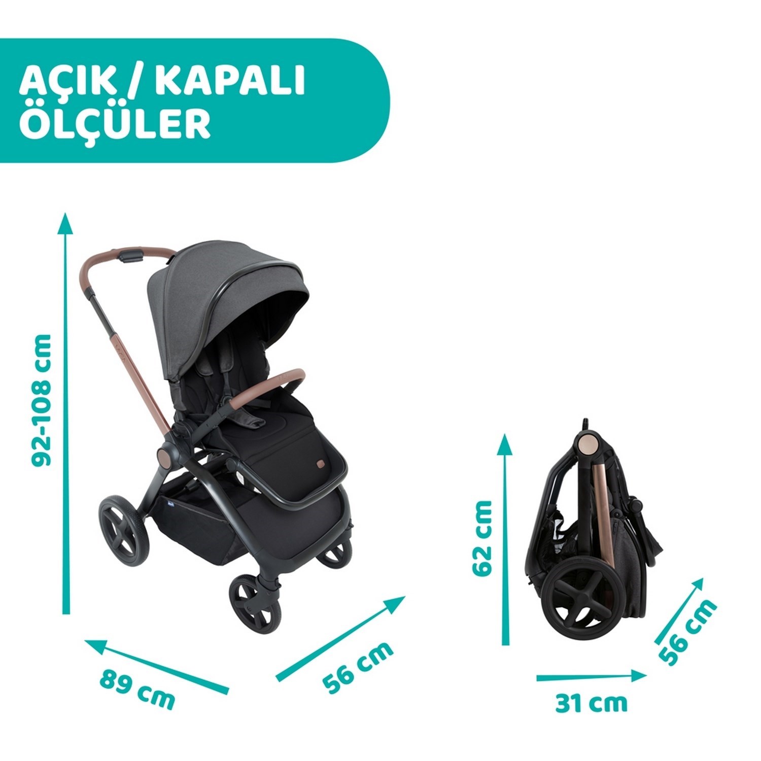 Chicco Duo Mysa Travel Sistem Bebek Arabası  Black Satin