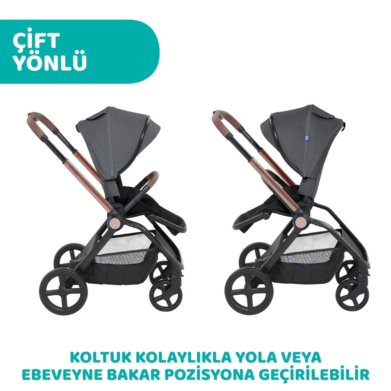 Chicco Duo Mysa Travel Sistem Bebek Arabası  Black Satin