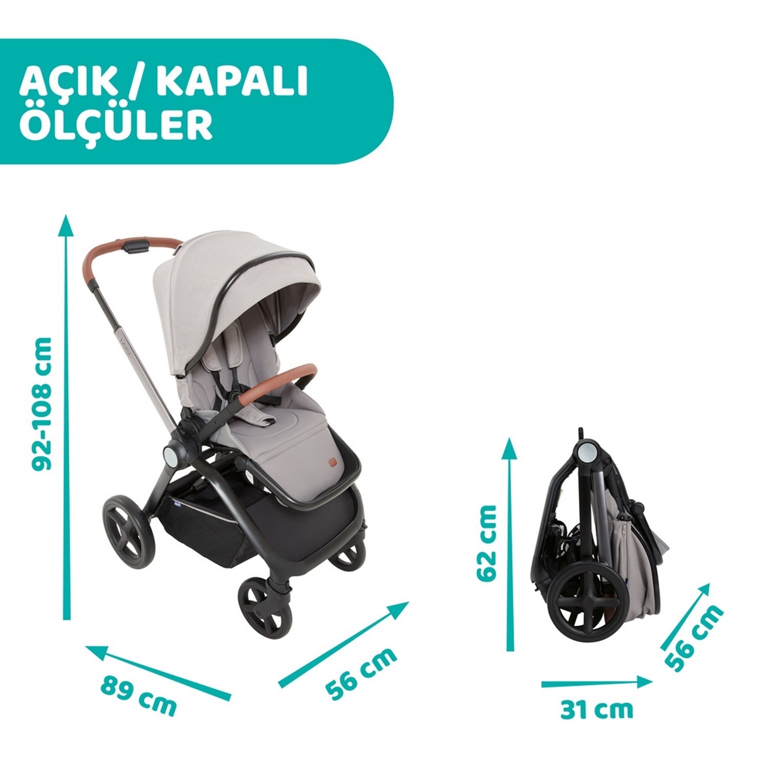 Chicco Duo Mysa Travel Sistem Bebek Arabası  Silver Grey