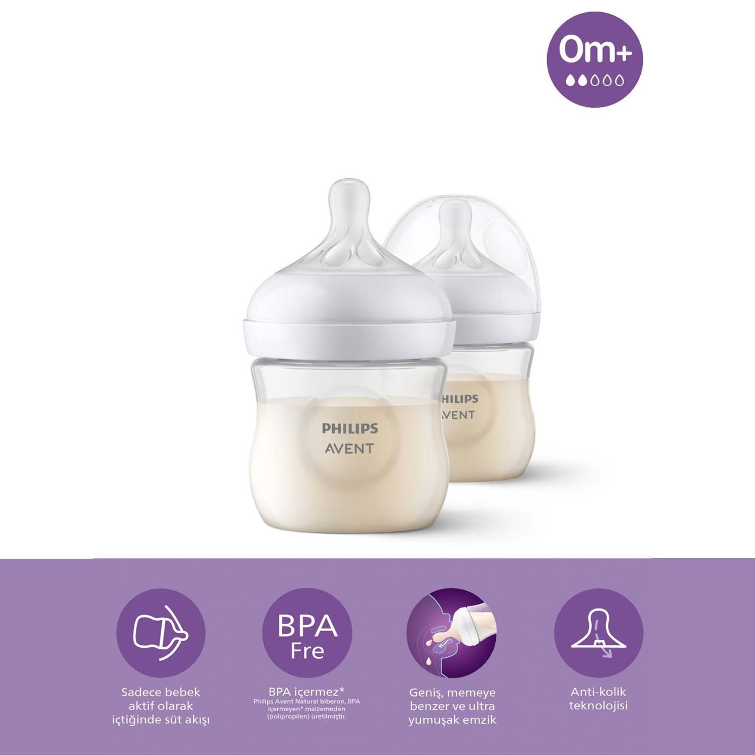 Philips Avent Natural Response PP 2'li Biberon Seti 125ml  0+ Ay 