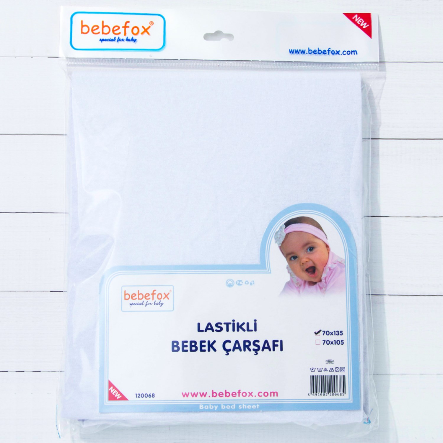 Bebefox Lastikli Bebek Yatak Çarşafı 70x135 Cm 068 Krem