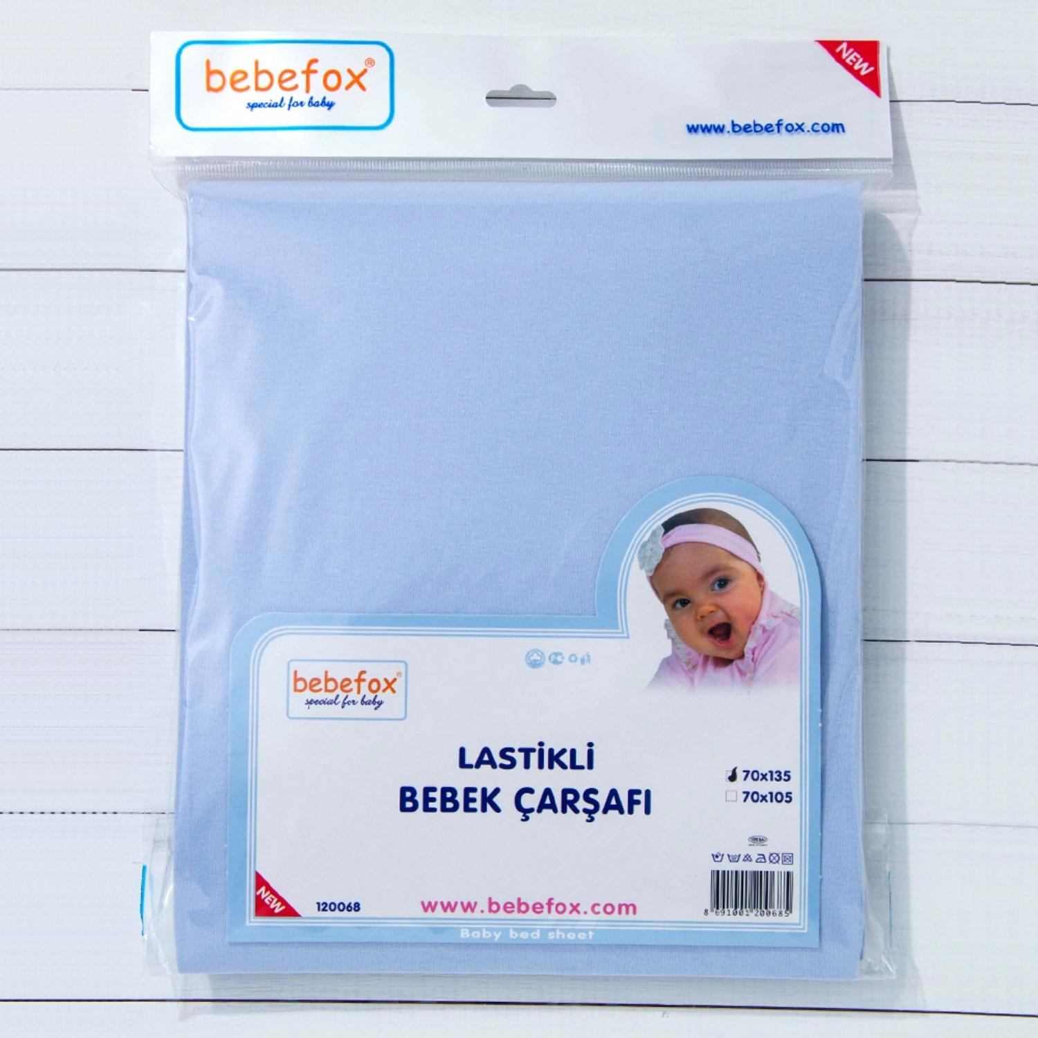 Bebefox Lastikli Bebek Yatak Çarşafı 70x135 Cm 068 Mavi