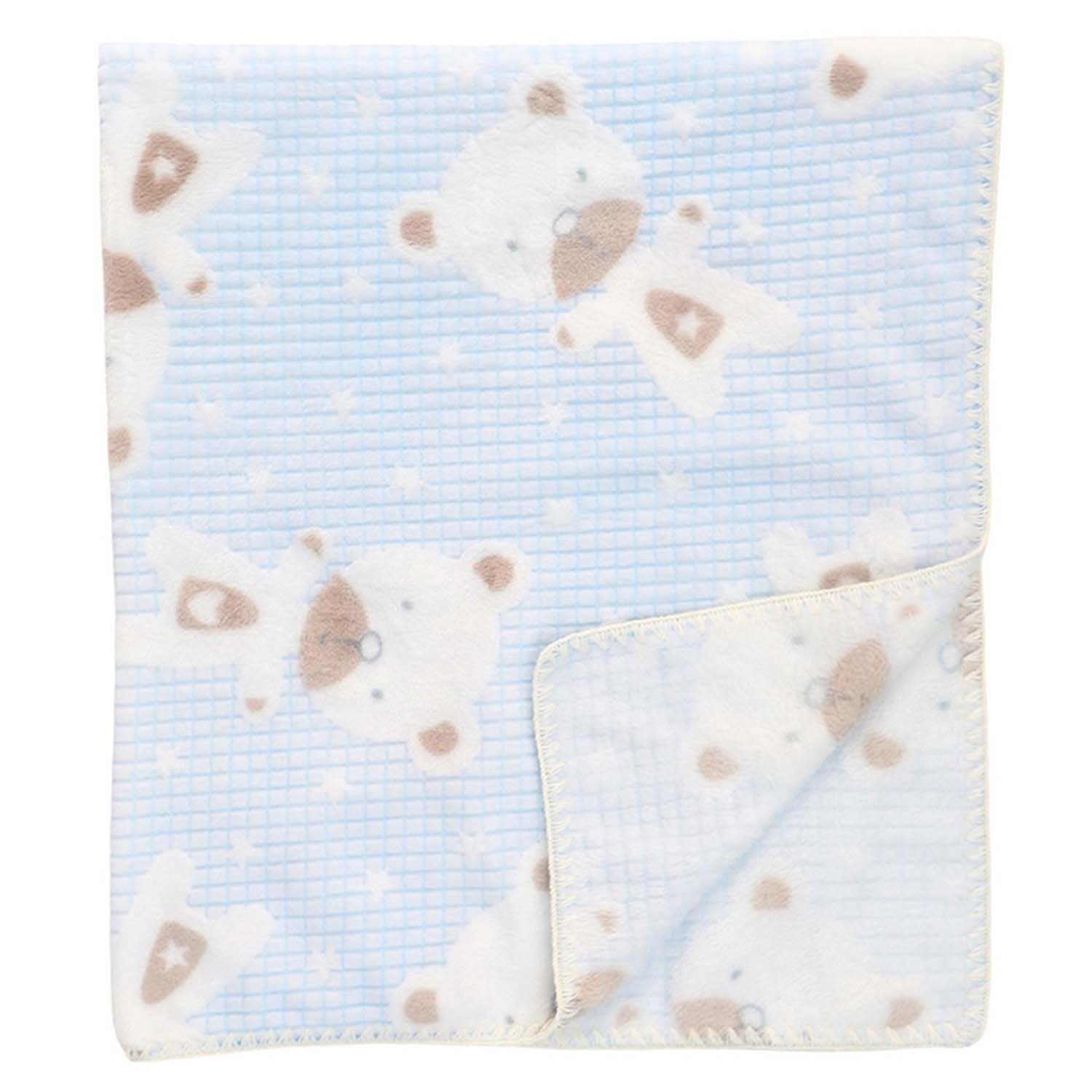 Bebitof Süs Dikişli Ayıcık Bebek Battaniyesi 95083 Mavi