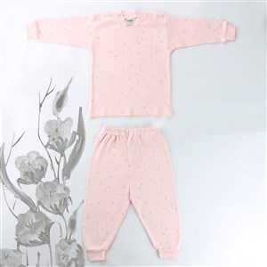Sebi Bebe Mini Çiçek Pijama Takımı 9115 Pembe