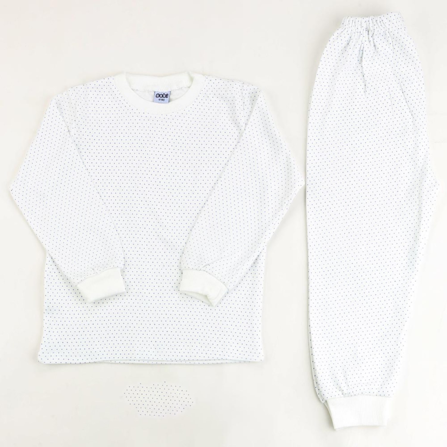 Sebi Bebe Nokta Puanlı Pijama Takımı 4049 Beyaz-Mavi