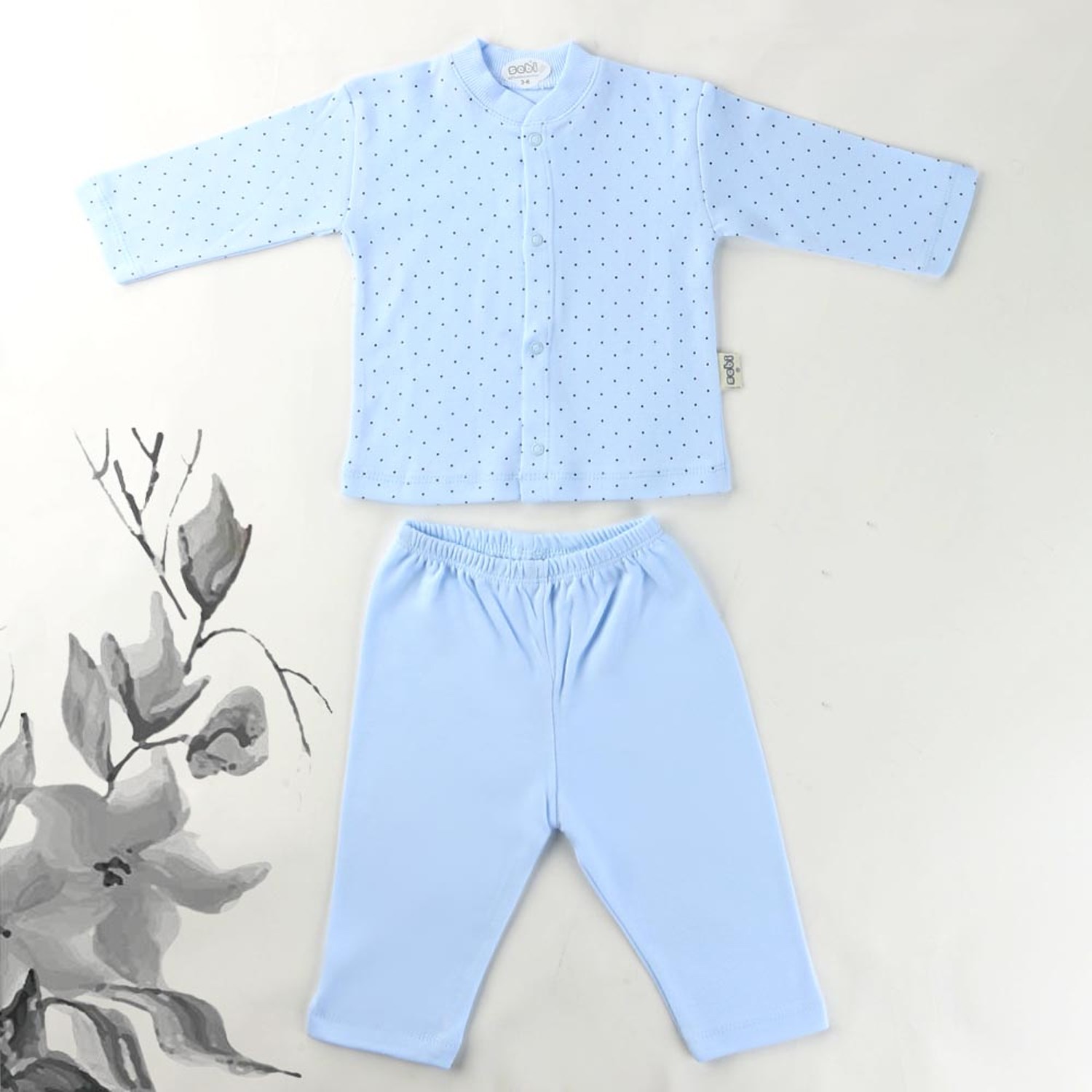 Sebi Bebe Nokta Puanlı Uzun Kollu Pijama Takımı 2328 Mavi