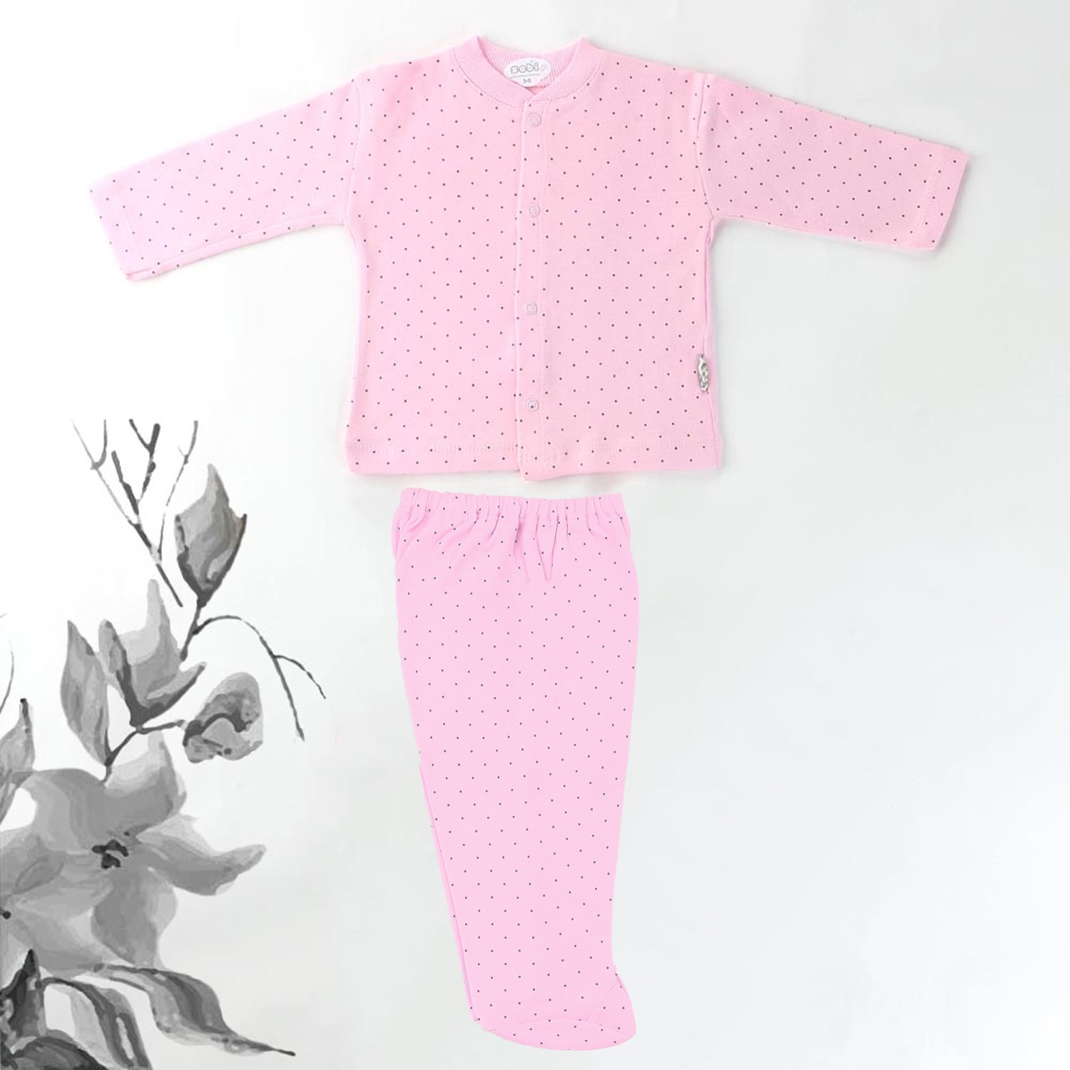 Sebi Bebe Nokta Puanlı Uzun Kollu Pijama Takımı 2328 Pembe