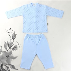 Sebi Bebe Nokta Puanlı Uzun Kollu Pijama Takımı 2328 Mavi