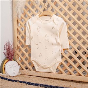 Tiffany Baby Galaxy Organic Theme Uzun Kollu Bebek Body 61011 Ekru