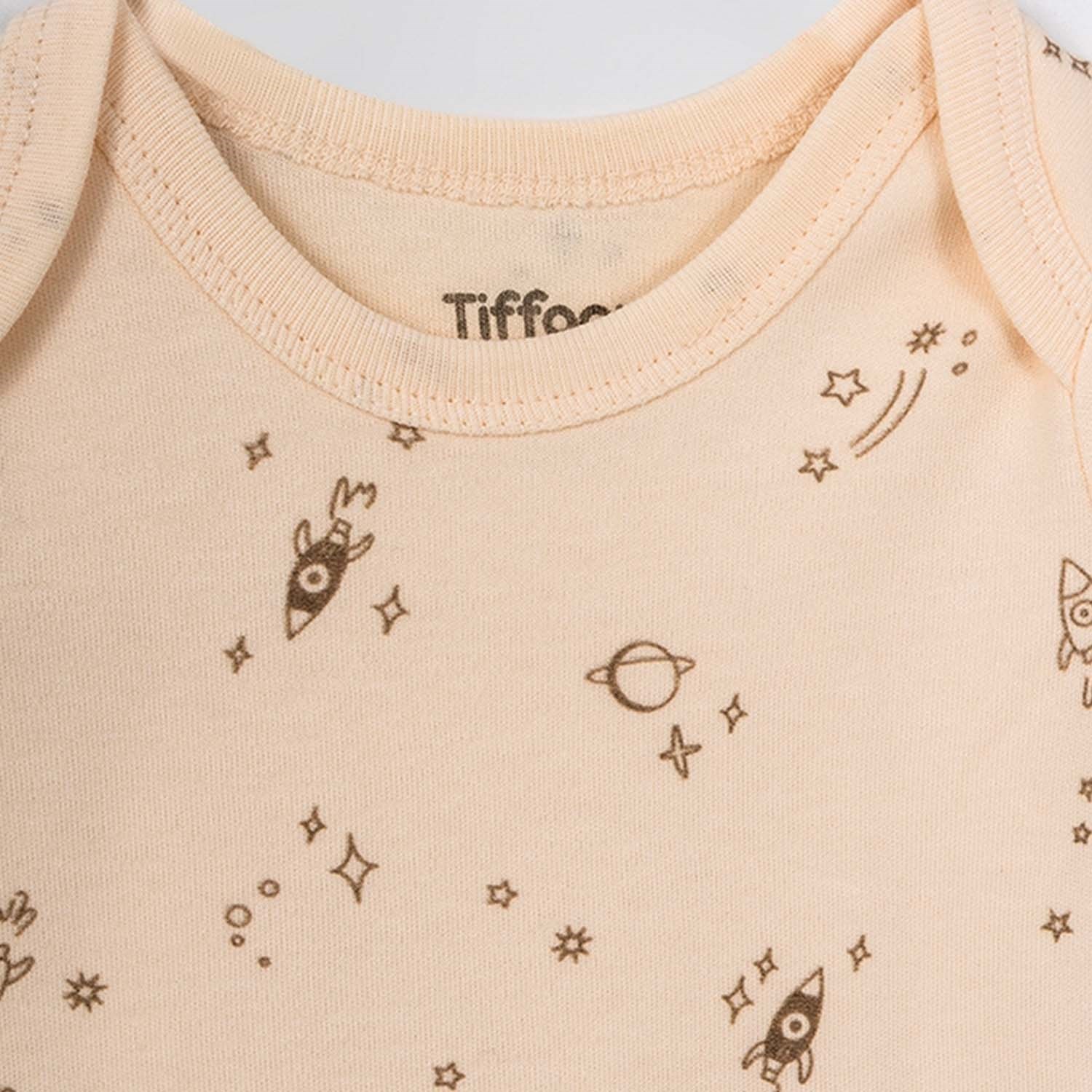 Tiffany Baby Galaxy Organic Theme Yarım Kollu Bebek Body Ekru