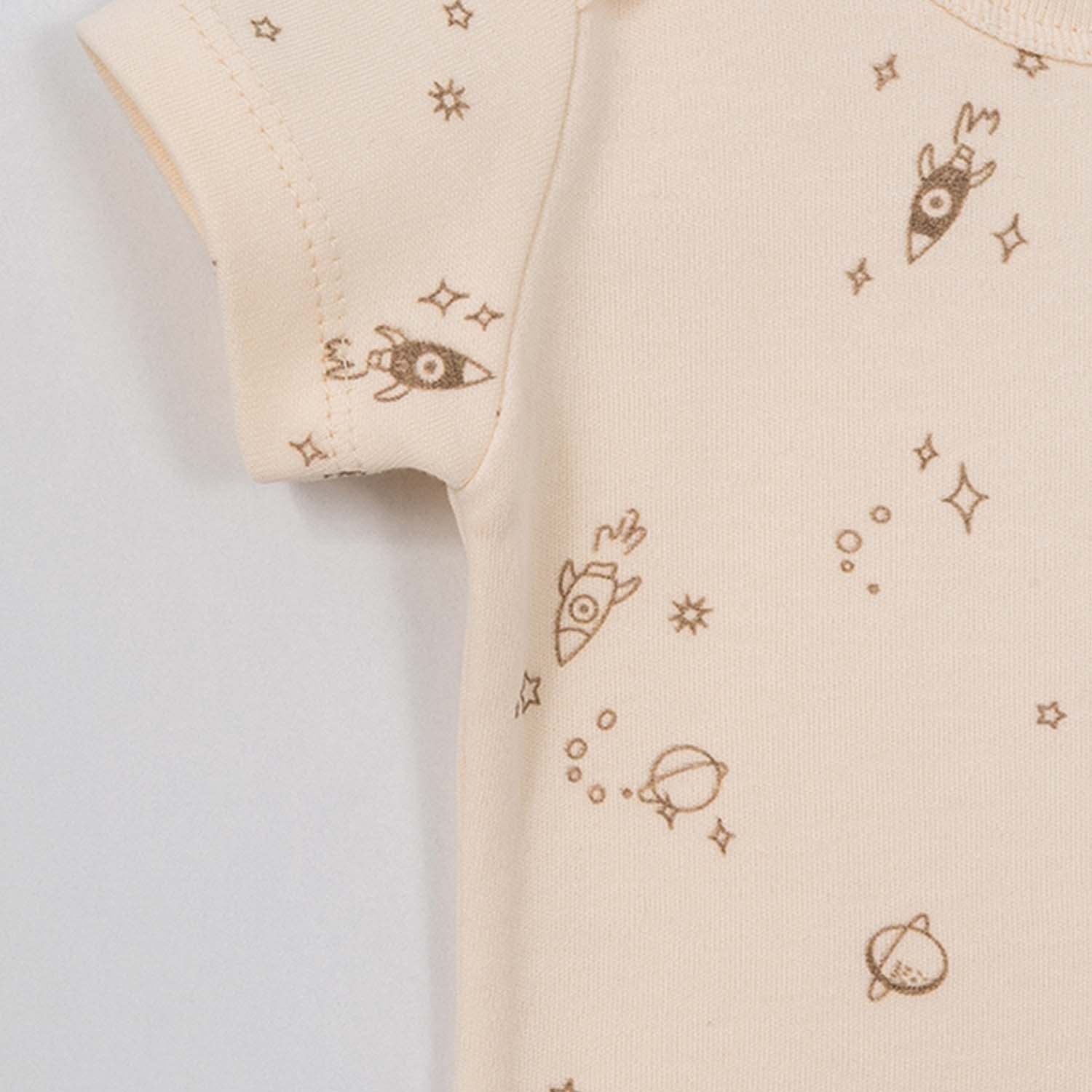 Tiffany Baby Galaxy Organic Theme Yarım Kollu Bebek Body Ekru