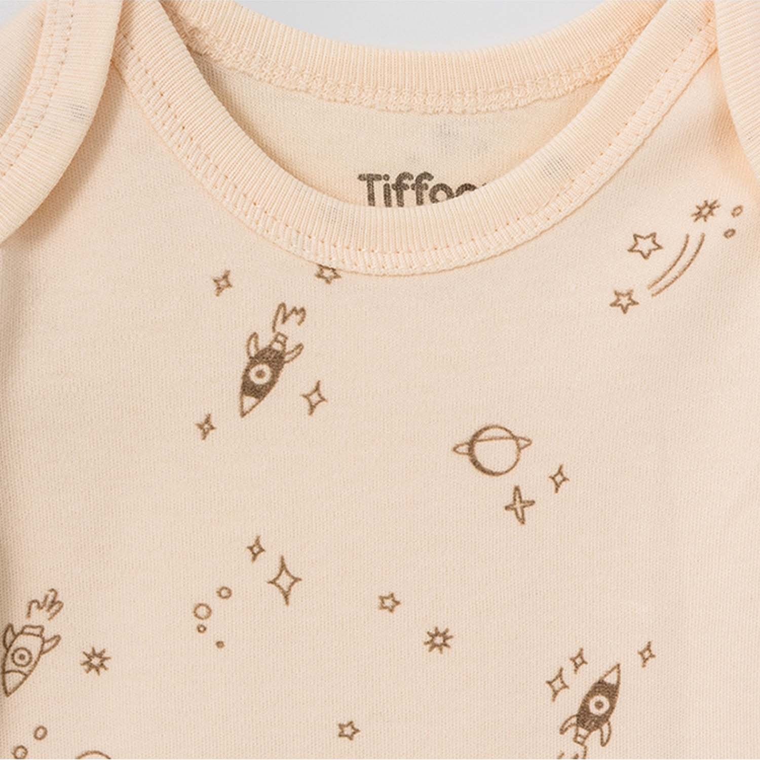 Tiffany Baby Galaxy Organic Theme Yarım Kollu Bebek Body Ekru