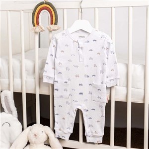 Tiffany Baby Jakarlı Driver Theme Patiksiz Bebek Tulumu Açık Mavi