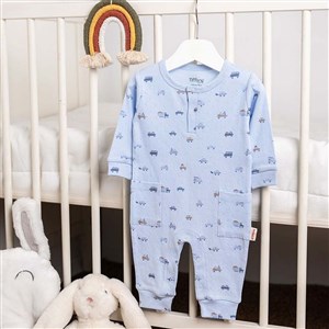 Tiffany Baby Jakarlı Driver Theme Patiksiz Bebek Tulumu Mavi