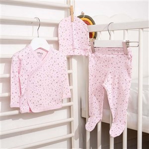 Tiffany Baby Jakarlı Flowering Theme 3'lü Bebek Zıbın Seti Pembe