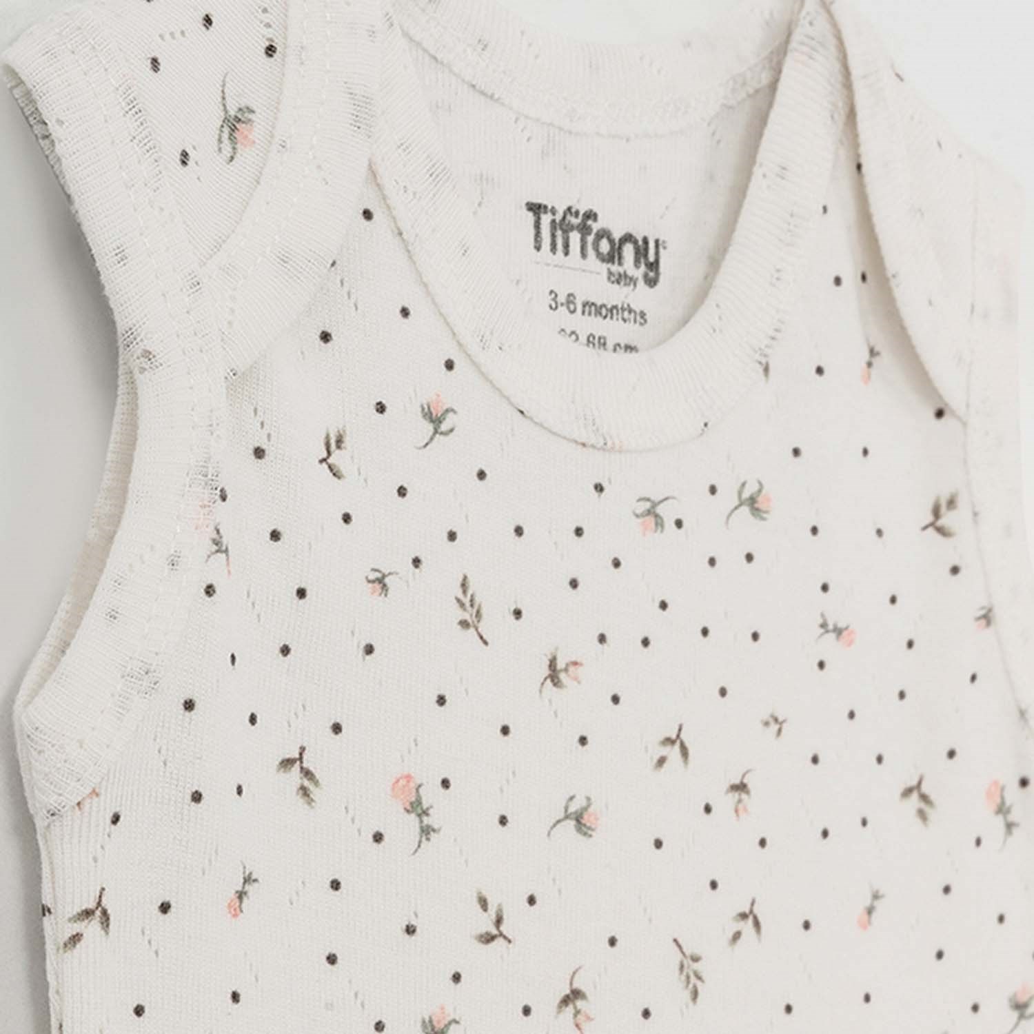 Tiffany Baby Jakarlı Flowering Theme Bebek Atlet Body 57009 Ekru