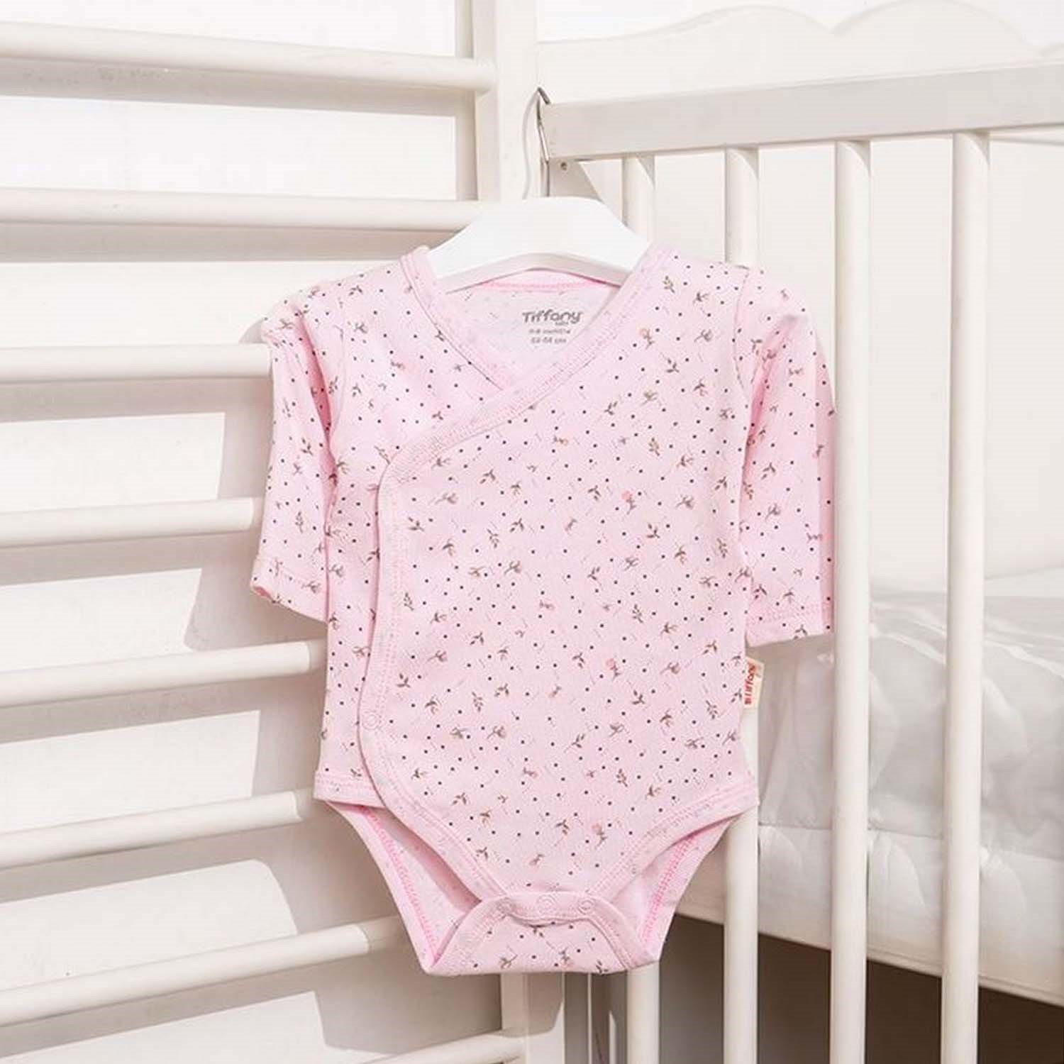 Tiffany Baby Jakarlı Flowering Theme Kruvaze Bebek Body Pembe