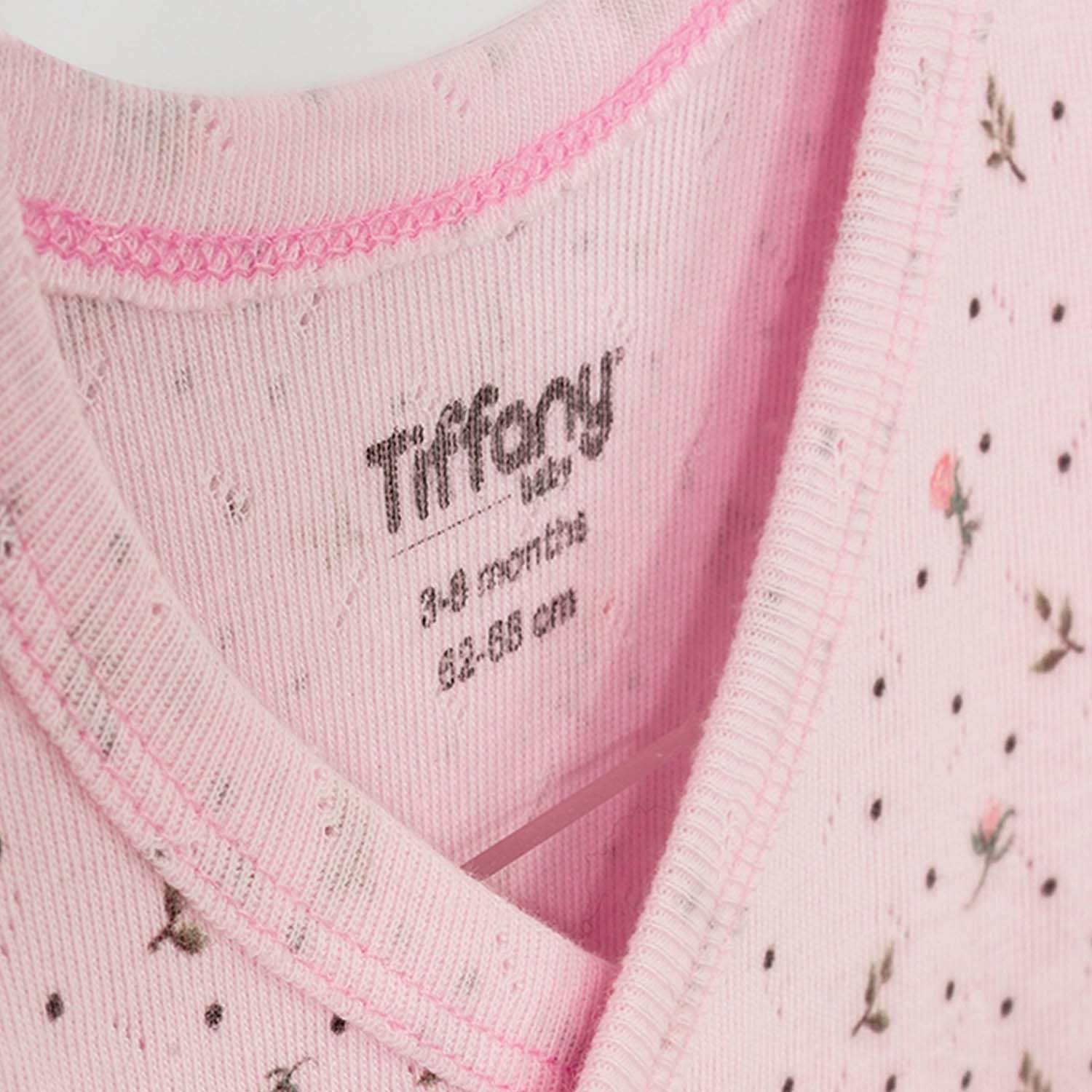 Tiffany Baby Jakarlı Flowering Theme Kruvaze Bebek Body Pembe