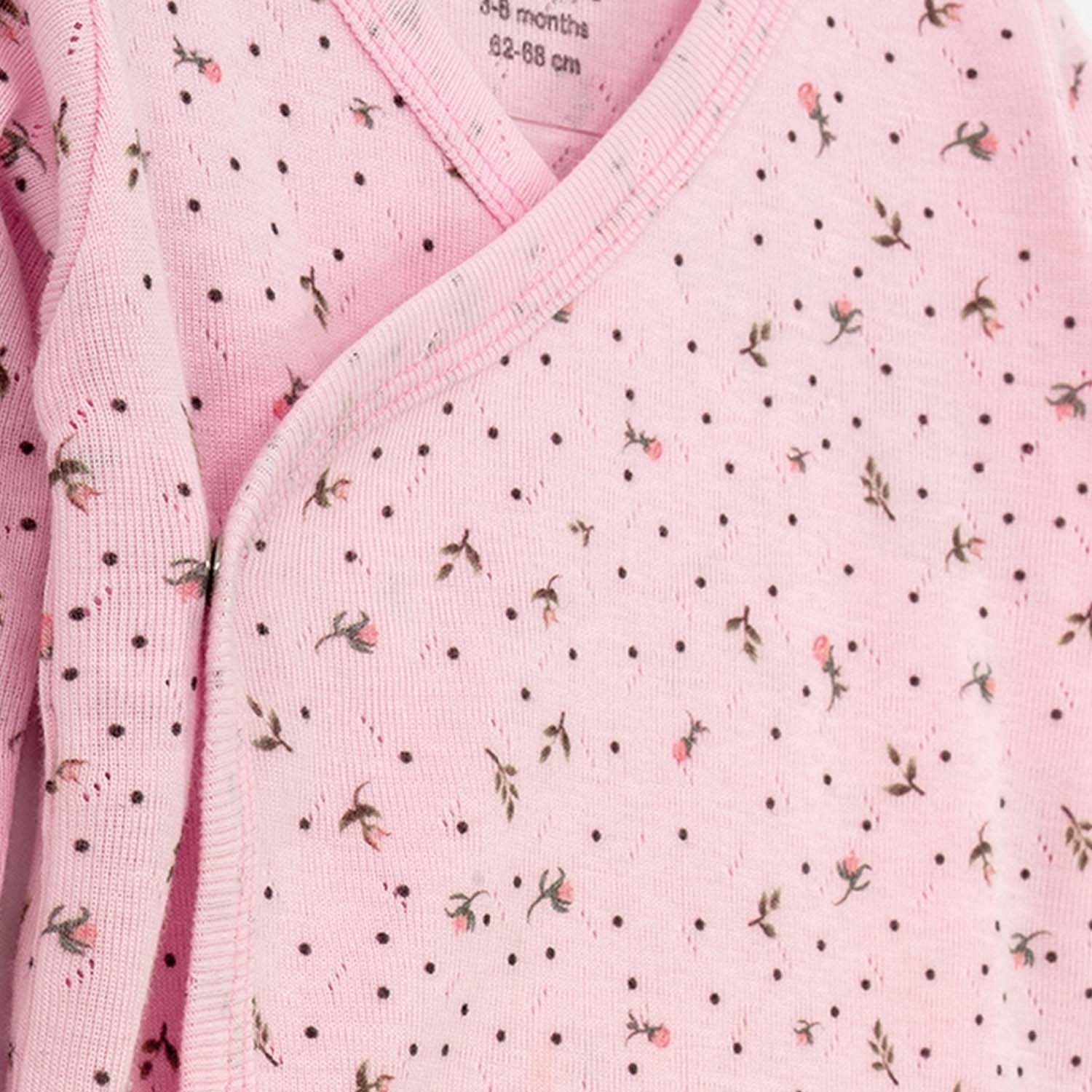 Tiffany Baby Jakarlı Flowering Theme Kruvaze Bebek Body Pembe