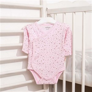 Tiffany Baby Jakarlı Flowering Theme Kruvaze Bebek Body Pembe
