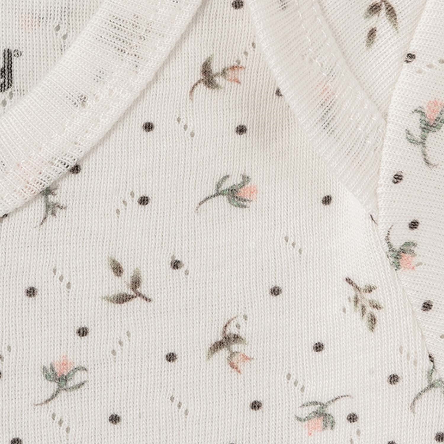 Tiffany Baby Jakarlı Flowering Theme Yarım Kol Bebek Body Ekru