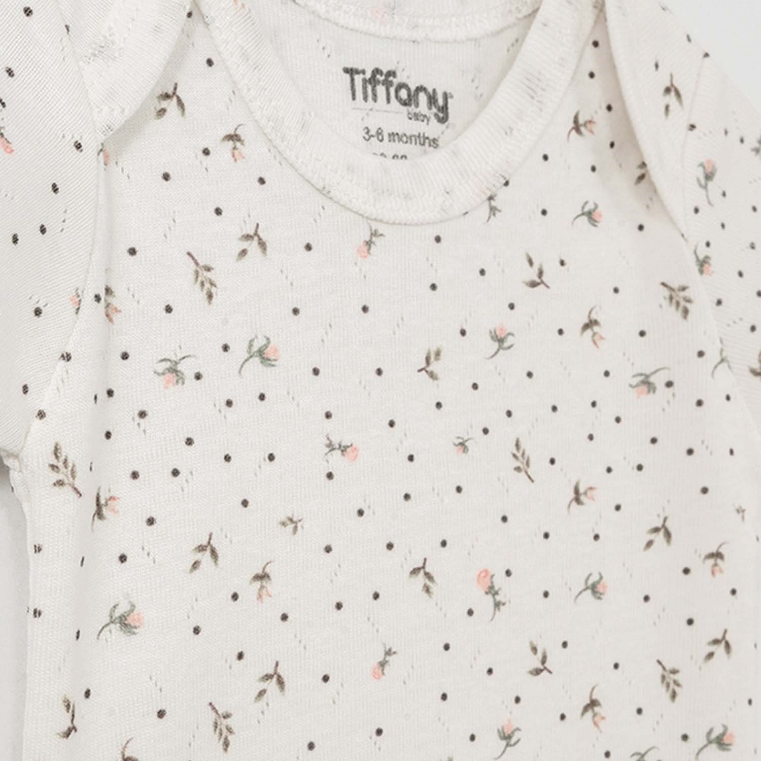 Tiffany Baby Jakarlı Flowering Theme Yarım Kol Bebek Body Ekru