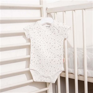 Tiffany Baby Jakarlı Flowering Theme Yarım Kol Bebek Body Ekru