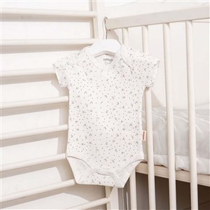 Tiffany Baby Jakarlı Flowering Theme Yarım Kol Bebek Body 57008 Ekru