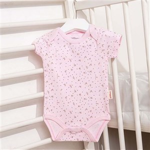 Tiffany Baby Jakarlı Flowering Theme Yarım Kol Bebek Body 57008 Pembe