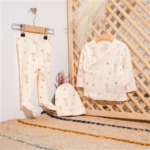 Tiffany Baby Mother Swan Organic Theme3'lü Bebek Zıbın Seti Ekru