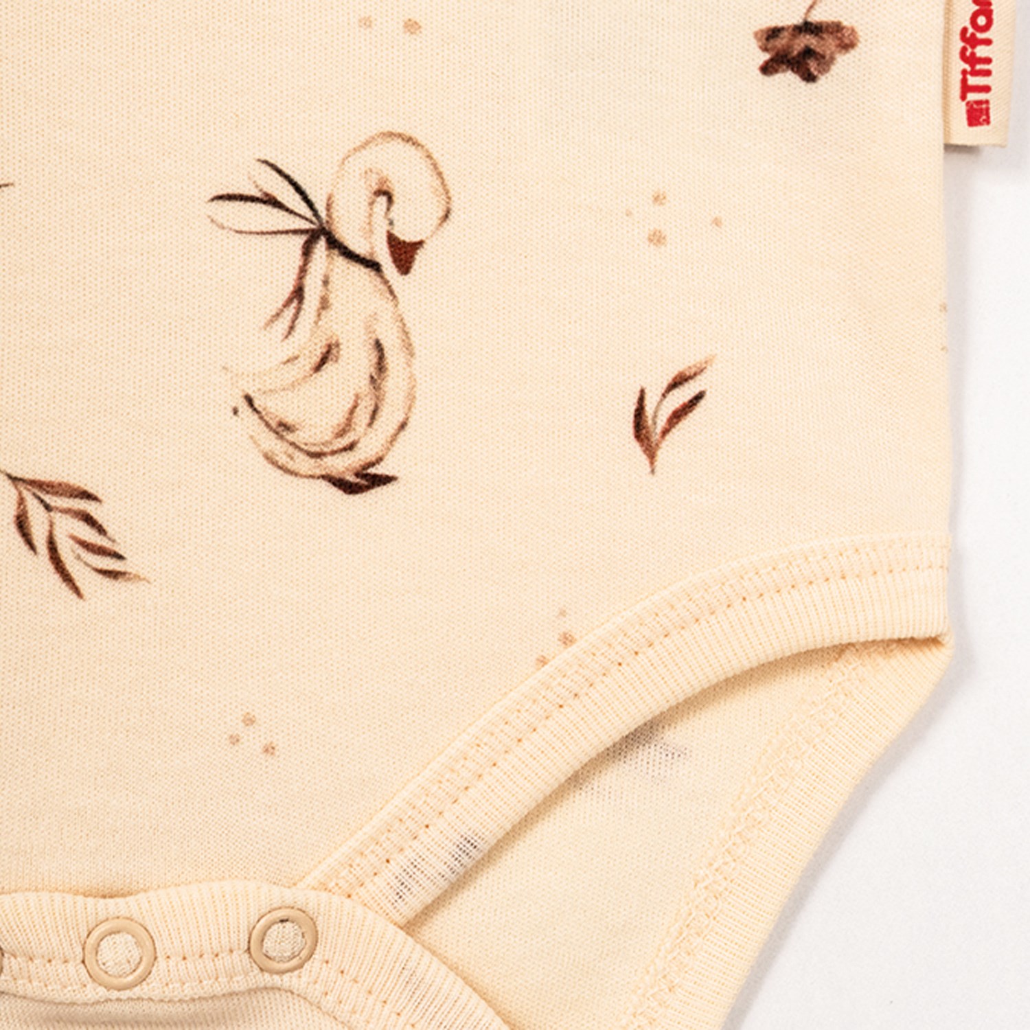 Tiffany Mother Swan Organic Theme Yarım Kollu Bebek Body 56008 Ekru