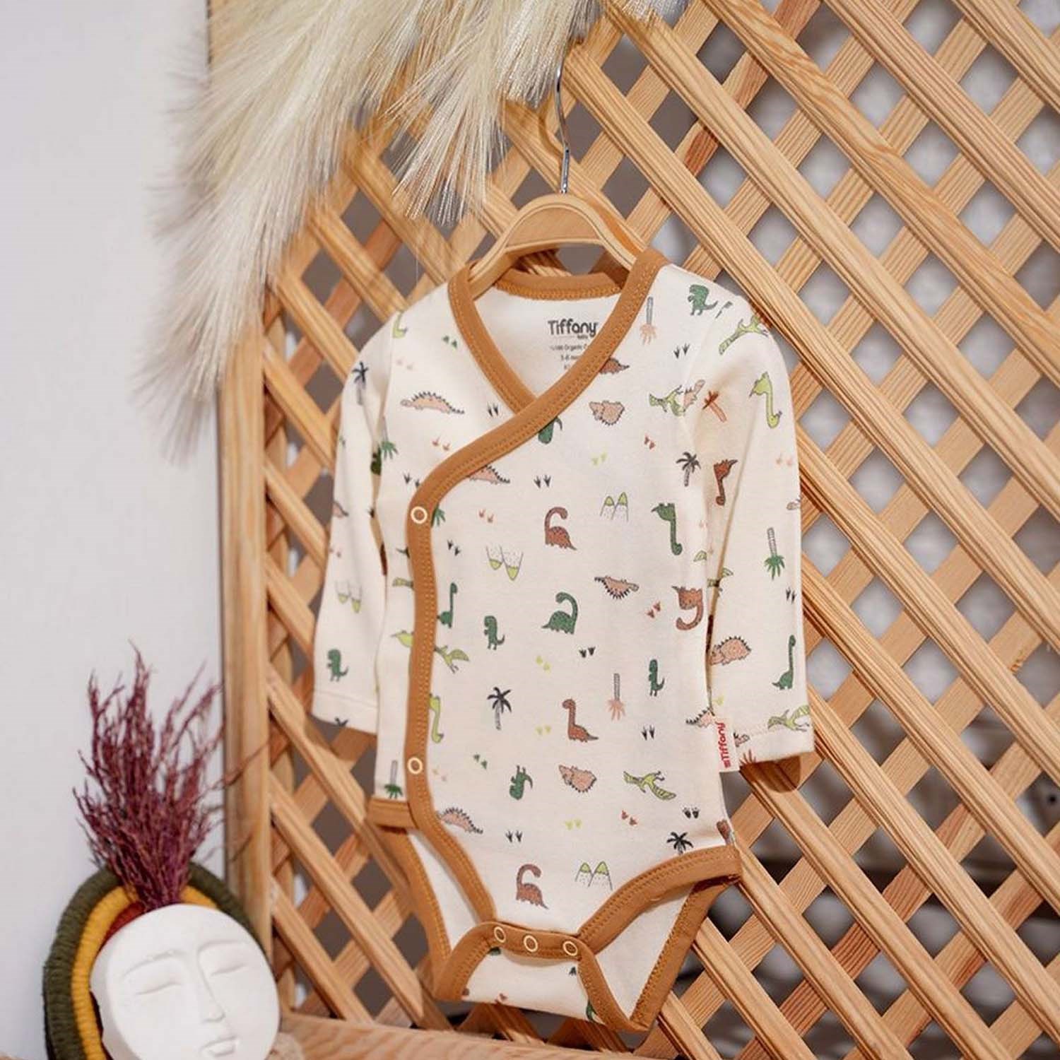 Tiffany Baby Traveller Dino Kruvaze Bebek Body 50022 Ekru