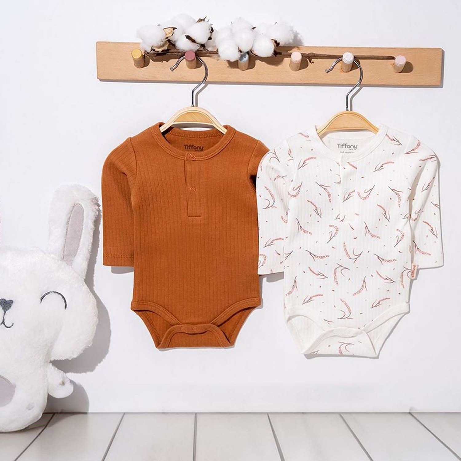 Tiffany Baby Wheat Theme 2'li Uzun Kollu Bebek Body 53011 Ekru