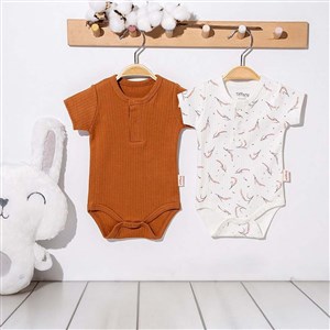 Tiffany Baby Wheat Theme Yarım Kollu Bebek Body 53008 Ekru