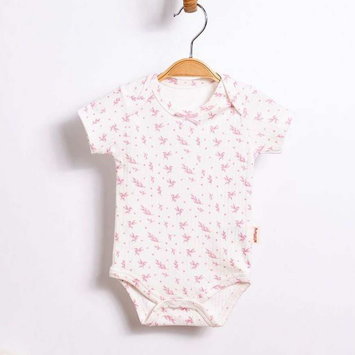 Tiffany Baby Wildflowers Theme Yarım Kollu Bebek Body 63008 Ekru