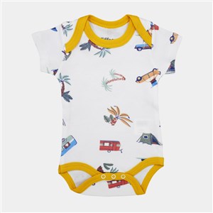 Tiffany Baby Caravan Theme Yarım Kol Bebek Body 12008 Ekru