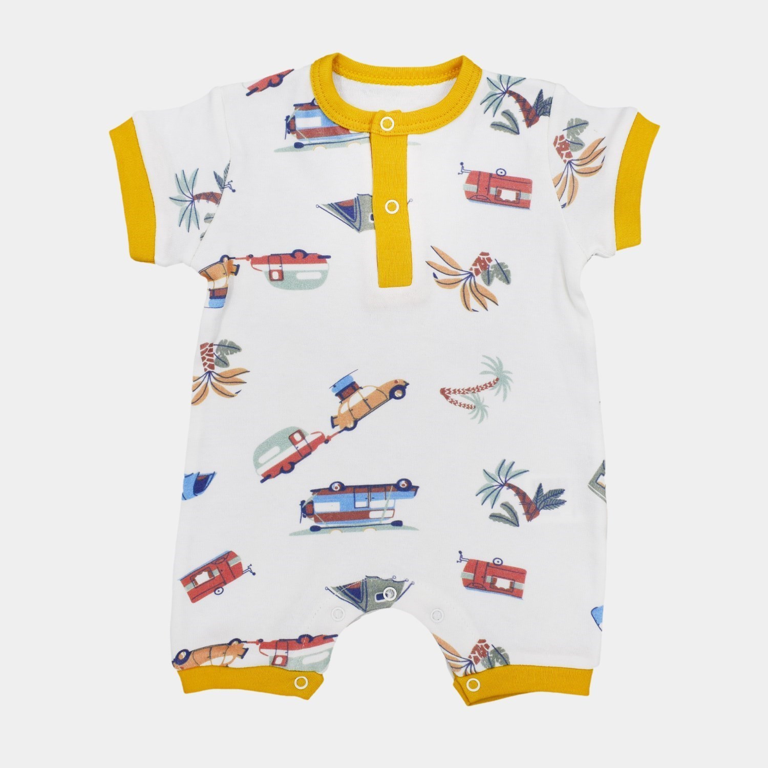 Tiffany Baby Caravan Theme Yarım Kol Kısa Bebek Tulumu 12026 Ekru