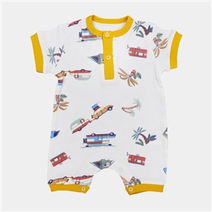 Tiffany Baby Caravan Theme Yarım Kol Kısa Bebek Tulumu 12026 Ekru