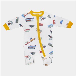 Tiffany Baby Caravan Theme Fermuarlı Patikli Bebek Tulumu Ekru