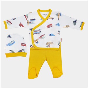 Tiffany Baby Caravan Theme 3'lü Bebek Zıbın Seti 12078 Ekru