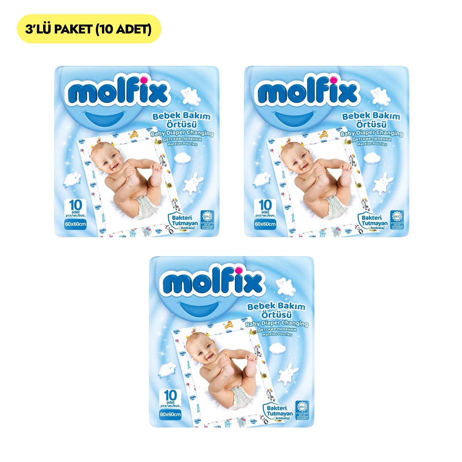 Molfix Bebek Bakım Örtüsü 10 Adet x 3 Paket 