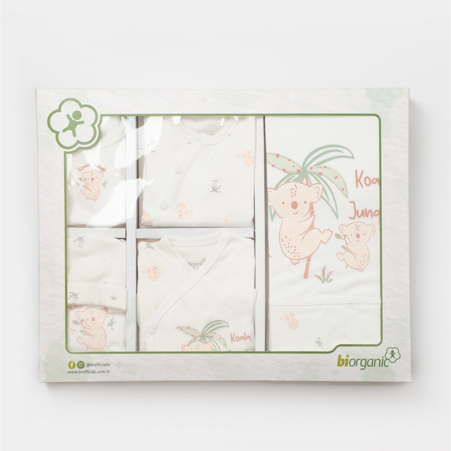Biorganic Koala Jungle 10'lu Bebek Hastane Çıkış Seti 63226 Pembe
