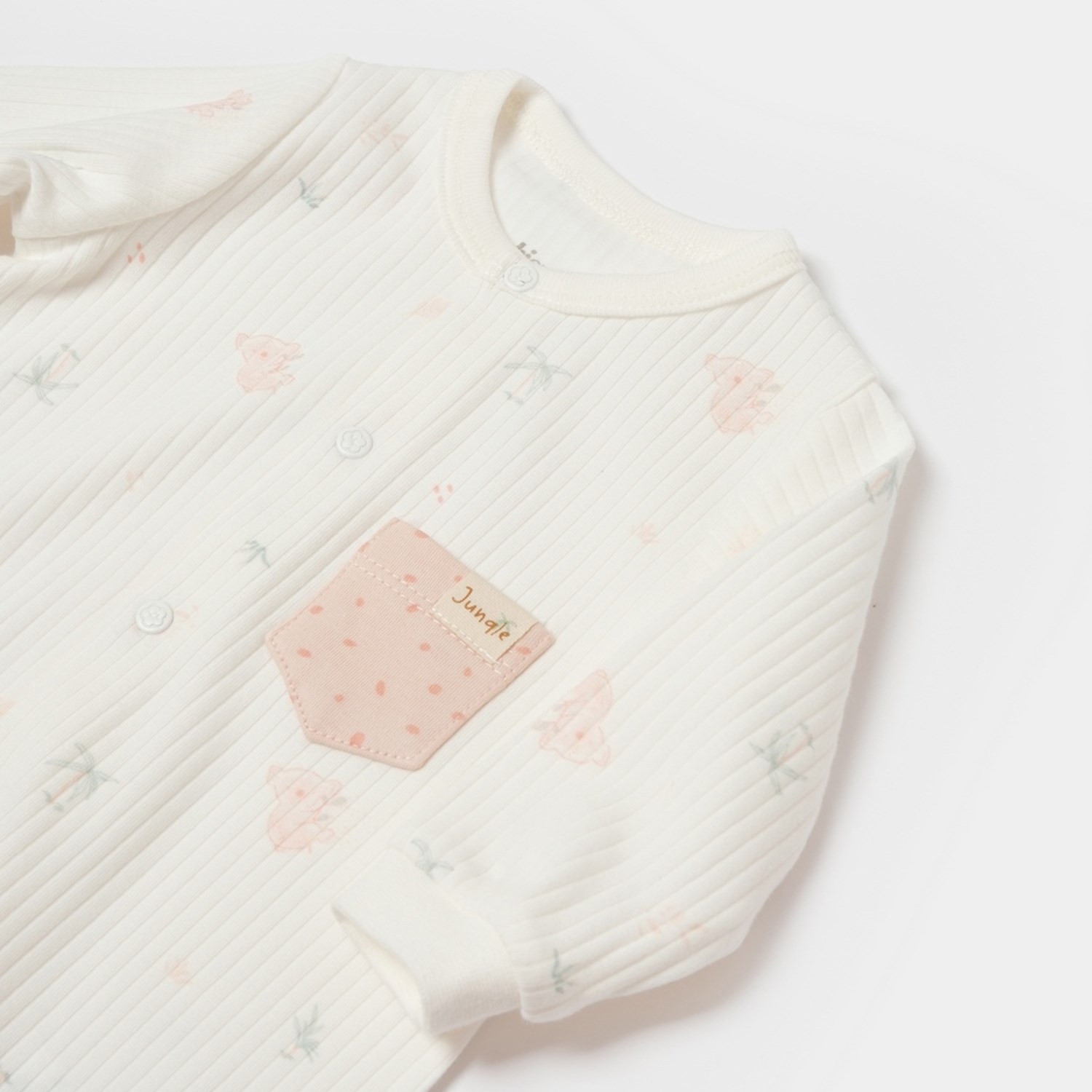 Biorganic Koala Jungle Patikli Bebek Tulumu 60734 Pembe