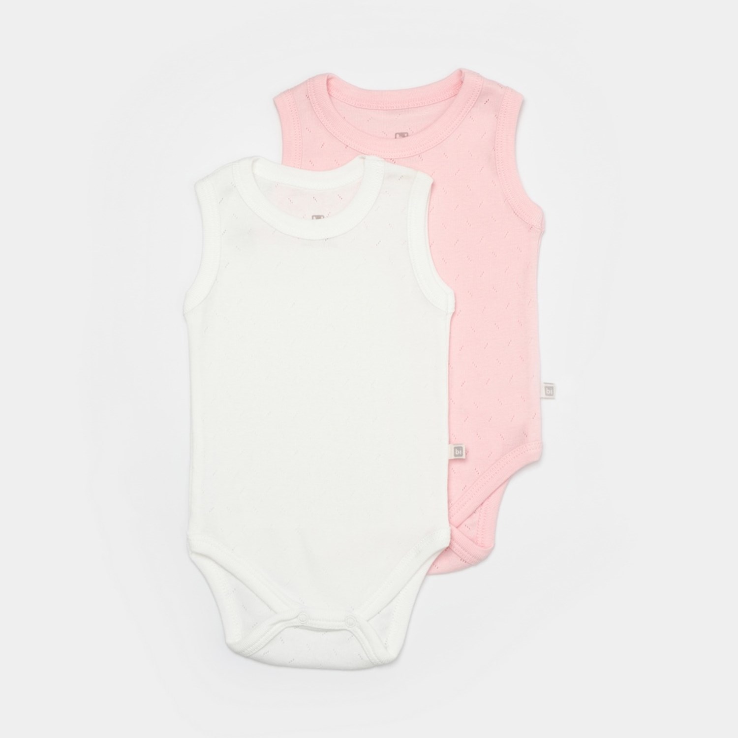 Bibaby Jakarlı 2'li Atlet Body 56992 Pembe-Ekru